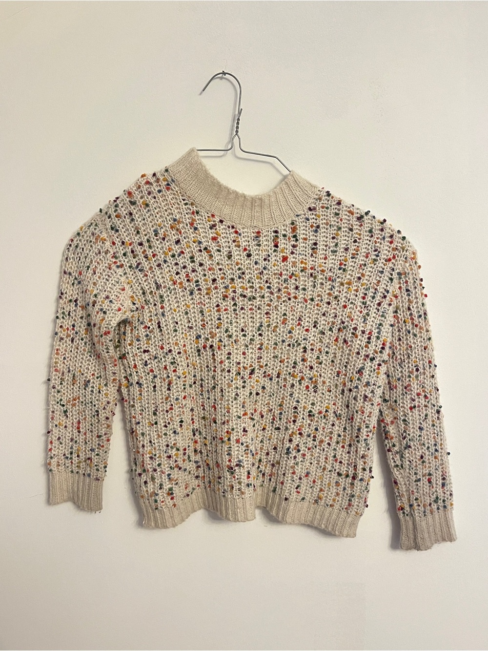 Cream Multi-Confetti Knit Sweater - Girls